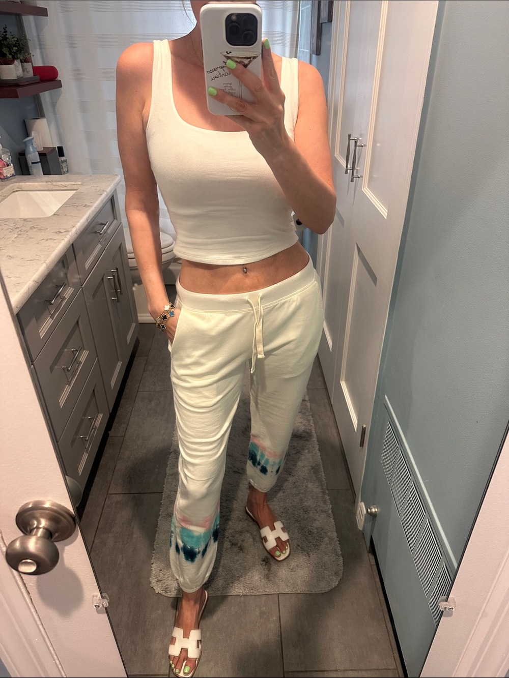 Electric & Rose New Cream Tie-Dye Hem Jogger Pants
